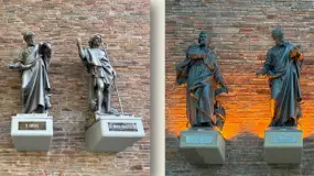 Las seis figuras de la Catedral de San Juan recuperaron su esplendor después de una restauración bien fina