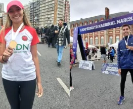 Julieta Molina y Juan Pablo Policán, campeones argentinos de marcha