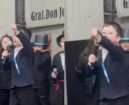 Un chico del acto del 9 de Julio se salió del libreto y cerró con una arenga a Messi