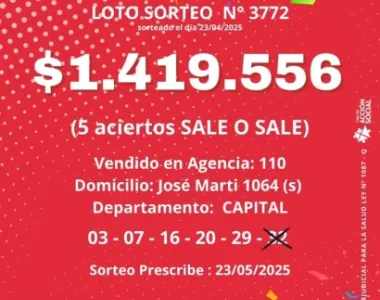 Un sanjuanino se llevó más de un millón de pesos en el Loto Plus