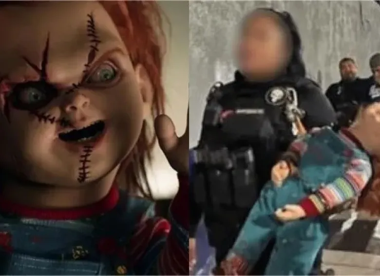 Detuvieron al muñeco maldito "Chucky" por asaltar a vecinos en una plaza