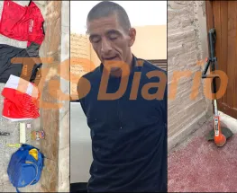 Saltó un muro, atacó a un policía y cayó con una bordeadora robada en Rawson