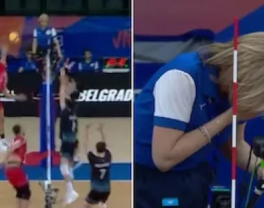¡Insólito! La jueza Dominga Lot recibió un pelotazo en la cara durante la derrota de Argentina ante Irán