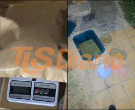 Agredía a su pareja, quiso escaparse por el techo y terminó cayendo con tuppers de marihuana