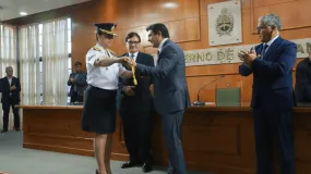 Orrego encabezó una ceremonia inédita para la cúpula policial sanjuanina