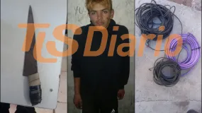 Tres escaparon al ver a la Policía y uno terminó con cables robados y un cuchillo encima