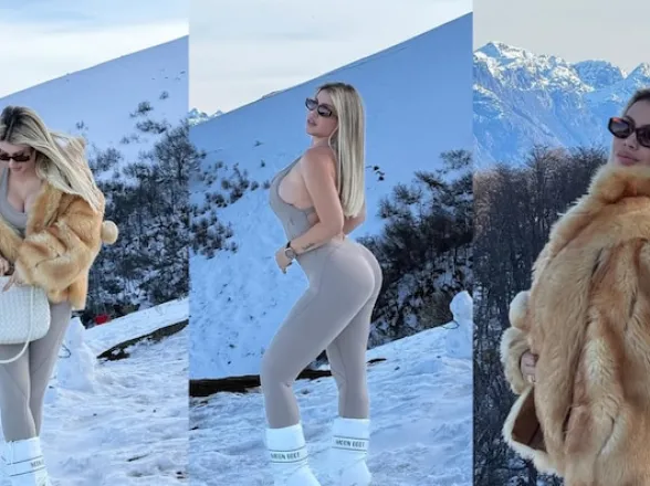 La producción sensual de Wanda Nara en la nieve: su llamativo look y el ida y vuelta con L-Gante