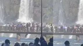 Bajó de las barandas en Iguazú para rescatar su celular y desató un momento de máxima tensión