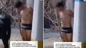 "Yo no he sido": el impactante video de un presunto ladrón atado y golpeado en Rawson